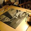 Alet les Bains, cutting the cork linoleum block
