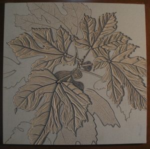 lino block for the fig tree print
