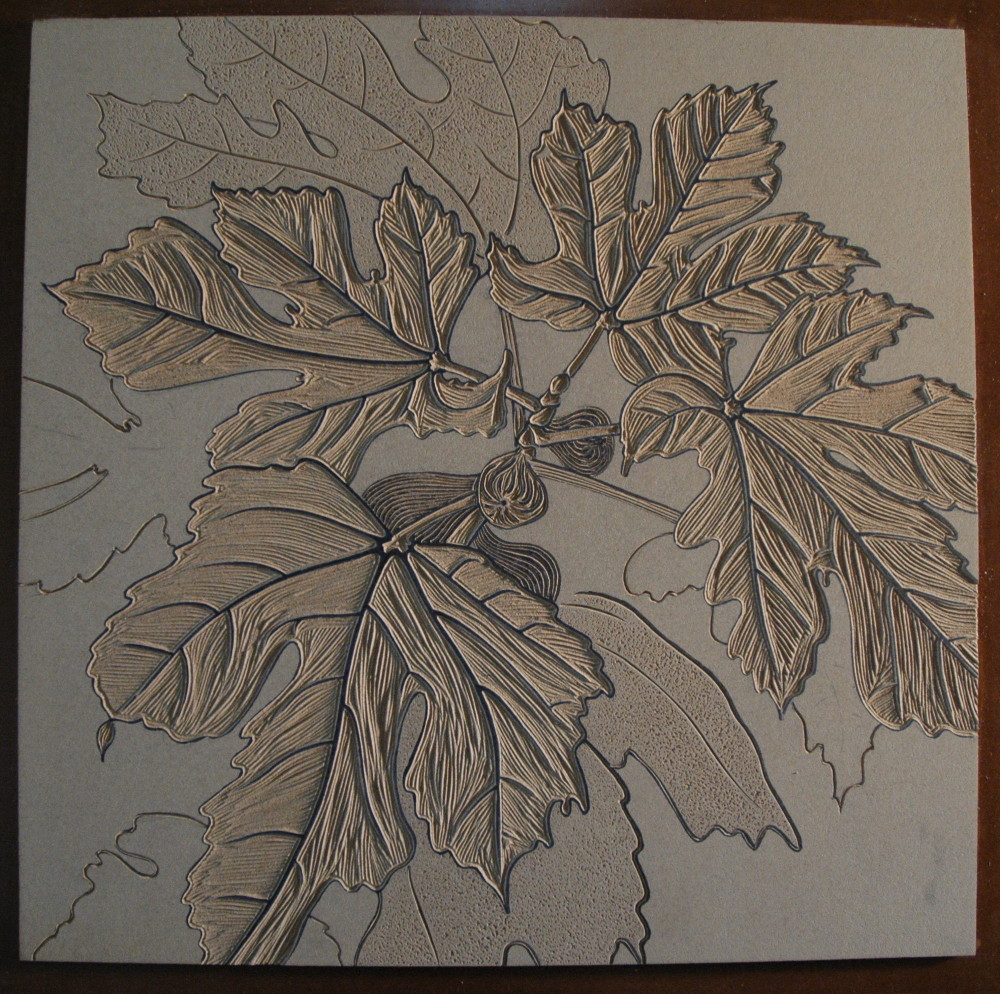 lino block for the fig tree print