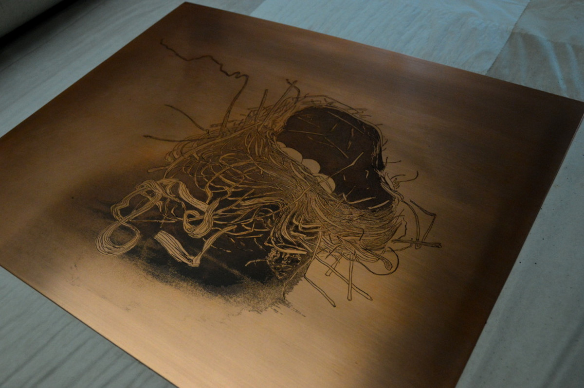 The plate after the second etching. This time just 12 minutes.